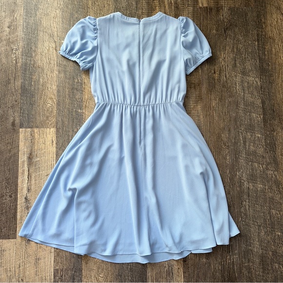 GAL MEETS GLAM light blue Ellie crepe puff sleeve dress 6 - Picture 8 of 10